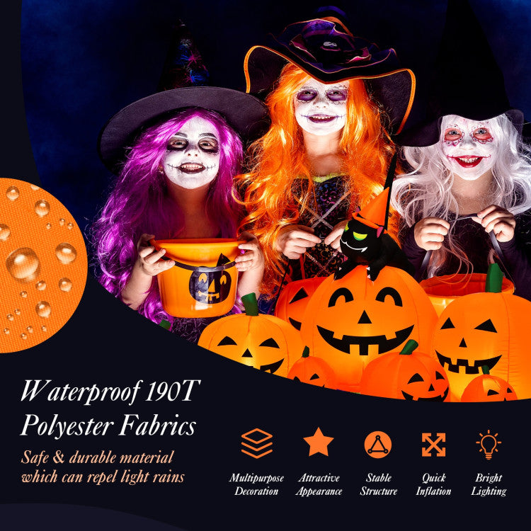 Halloween 7.5 Ft. Inflatable Pumpkin Combo with Witch Black Cat