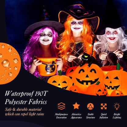 Halloween 7.5 Ft. Inflatable Pumpkin Combo with Witch Black Cat