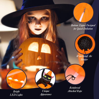 Halloween 7.5 Ft. Inflatable Pumpkin Combo with Witch Black Cat