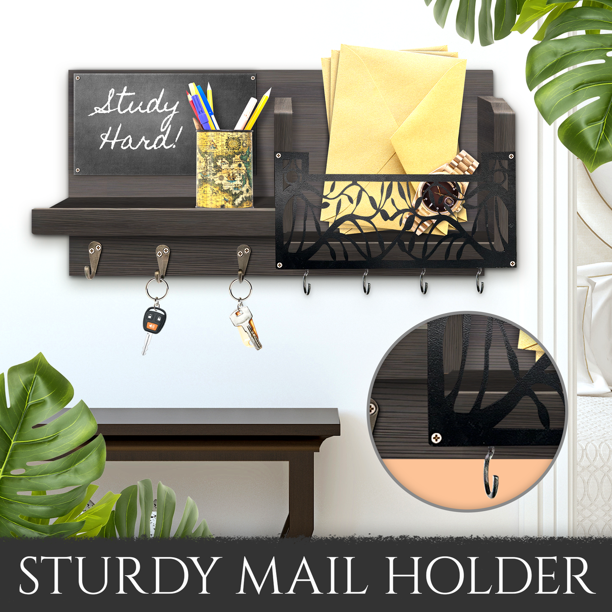 Key Holder Wall Mount And Mail Organizer