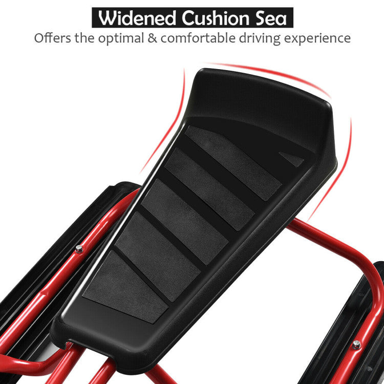 Snow Sled with Steering Wheel and Double Brakes Pull Rope Slider