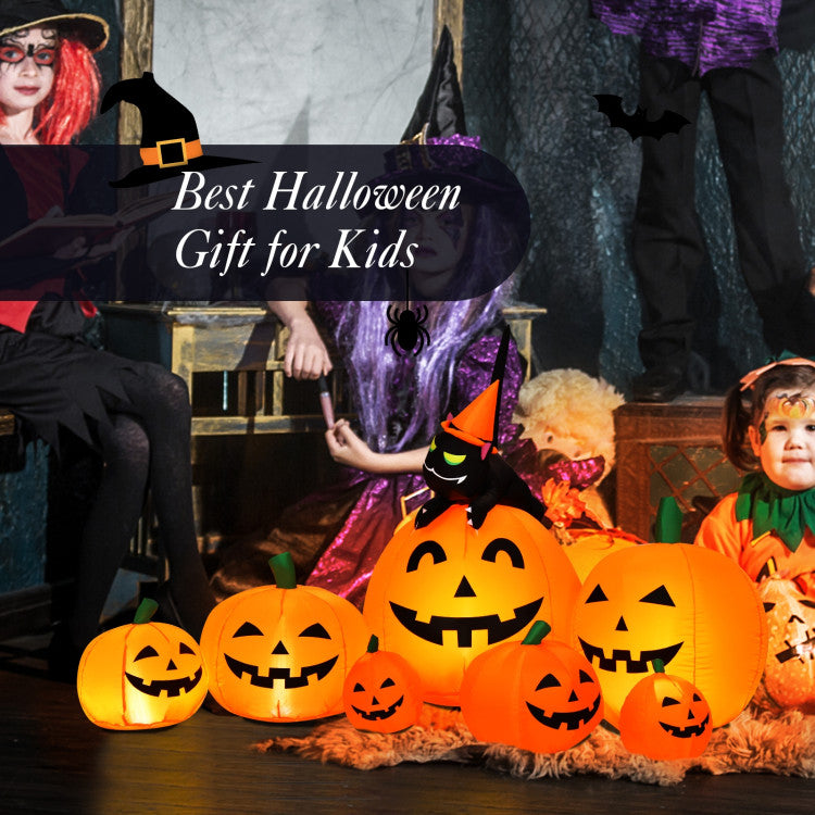 Halloween 7.5 Ft. Inflatable Pumpkin Combo with Witch Black Cat