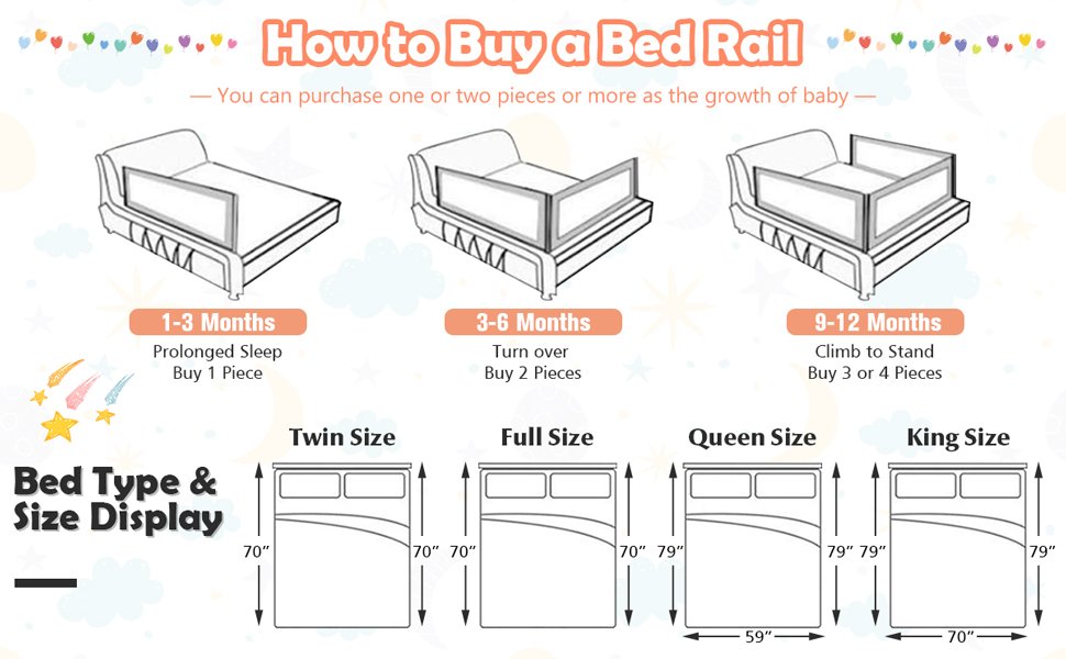 Bed Rail Guard for Toddlers Kid with Adjustable Height and Safety Lock