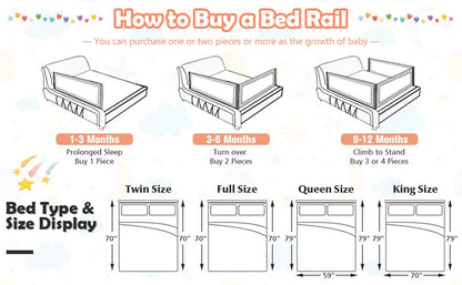 Bed Rail Guard for Toddlers Kid with Adjustable Height and Safety Lock