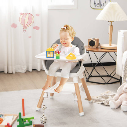 6 in 1 Convertible Highchair with Safety Harness and Removable Tray