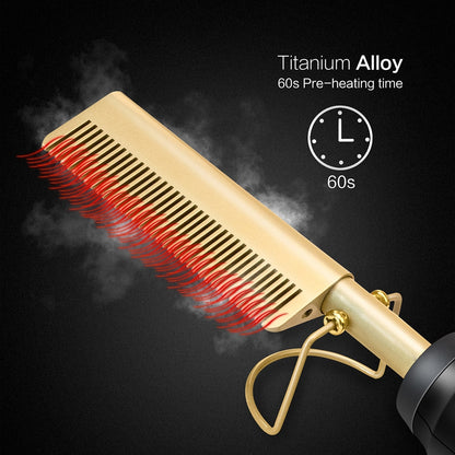 Heating Comb Straightener Electric Hot Comb Flat Iron