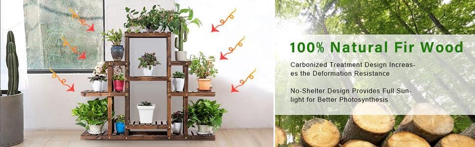 6-Tier Flower Wood Stand Plant Display Rack Storage Shelf