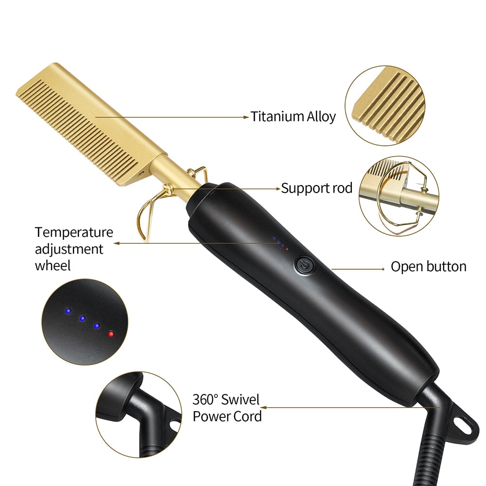 Heating Comb Straightener Electric Hot Comb Flat Iron