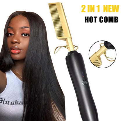 Heating Comb Straightener Electric Hot Comb Flat Iron