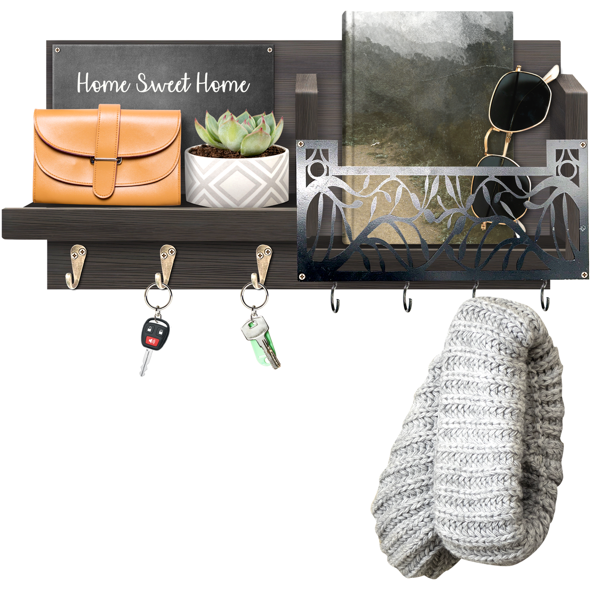Key Holder Wall Mount And Mail Organizer