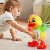 Electric Dancing Duck Funny Blink Eyes Flashing Light Shake The Body Cute Musical Cartoon Animal Educational Toy Children Gift