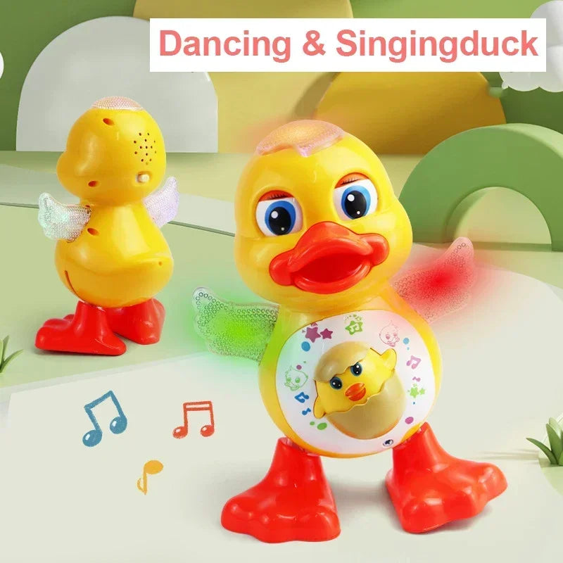 Electric Dancing Duck Funny Blink Eyes Flashing Light Shake The Body Cute Musical Cartoon Animal Educational Toy Children Gift