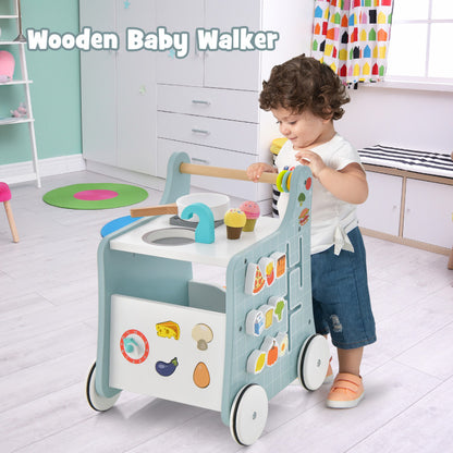 6-in-1 Wooden Play Kitchen for Kids Over 12 Months