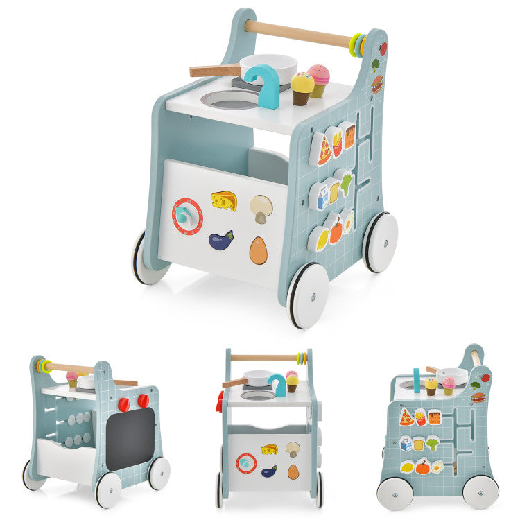 6-in-1 Wooden Play Kitchen for Kids Over 12 Months