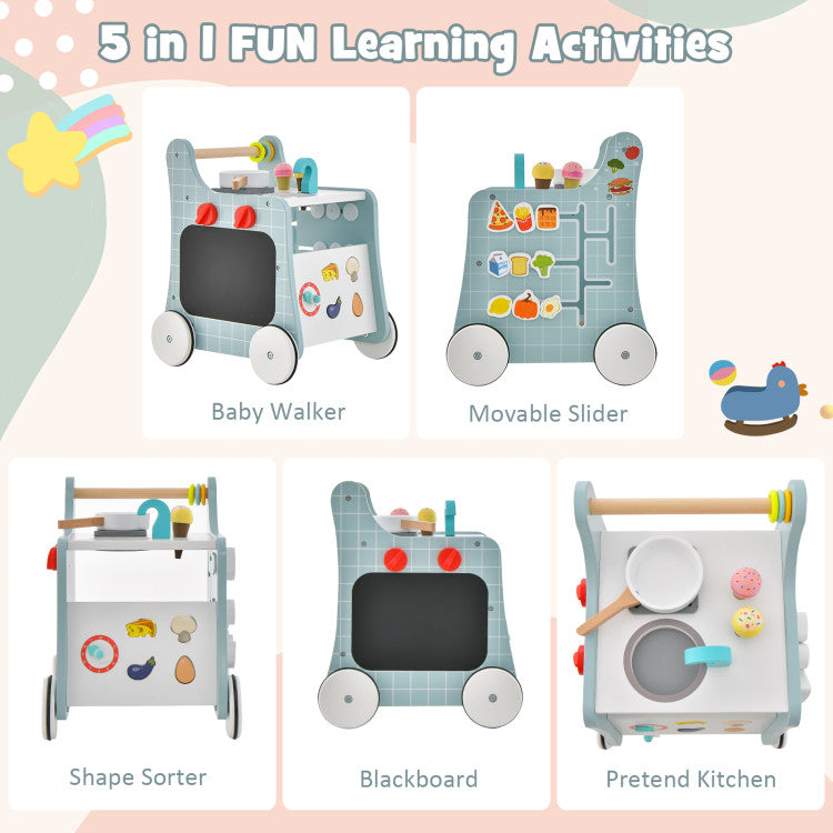 6-in-1 Wooden Play Kitchen for Kids Over 12 Months