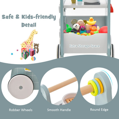 6-in-1 Wooden Play Kitchen for Kids Over 12 Months