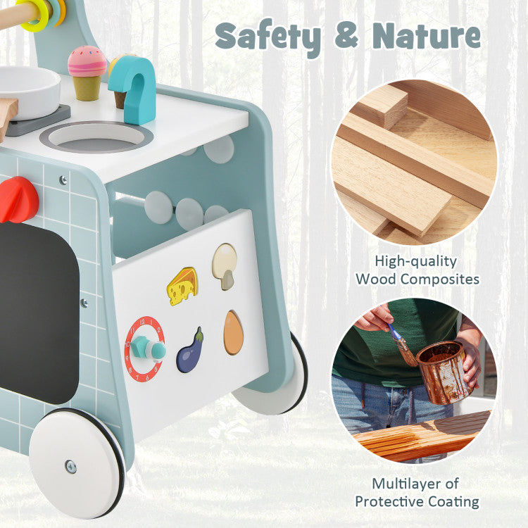 6-in-1 Wooden Play Kitchen for Kids Over 12 Months