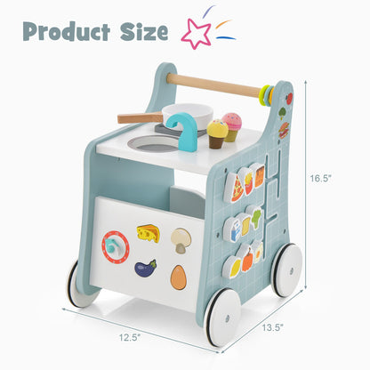 6-in-1 Wooden Play Kitchen for Kids Over 12 Months