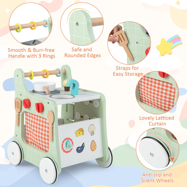 6-in-1 Wooden Play Kitchen for Kids Over 12 Months