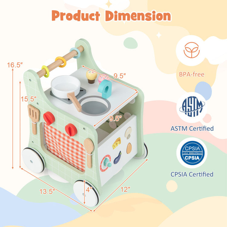 6-in-1 Wooden Play Kitchen for Kids Over 12 Months
