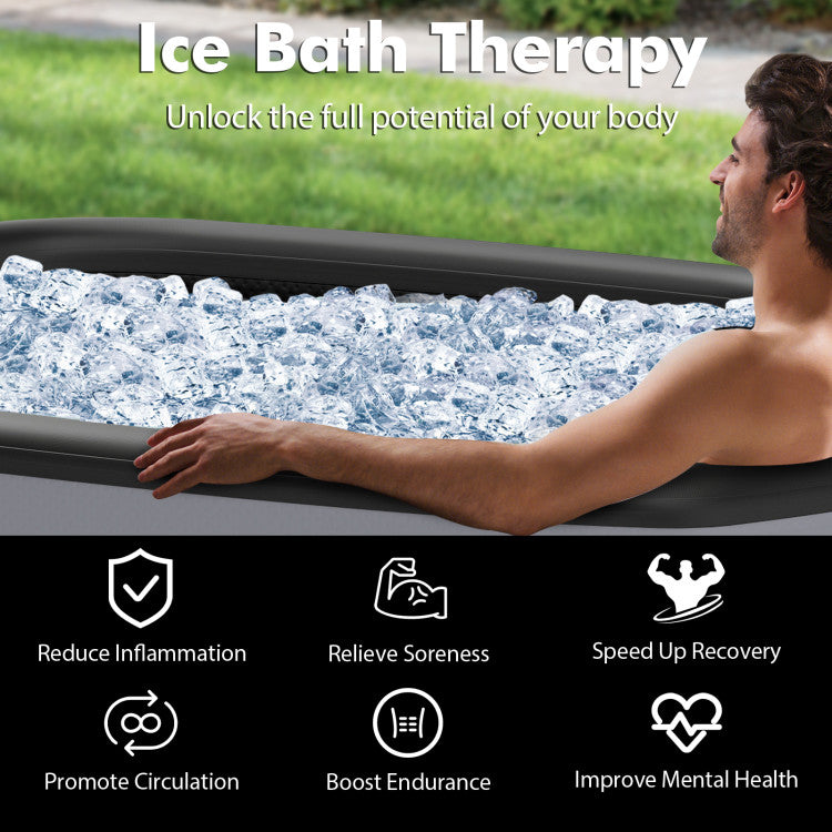 XL 129 Gal Oval Ice Bath Tub with Cover and Hand Pump for Athletes