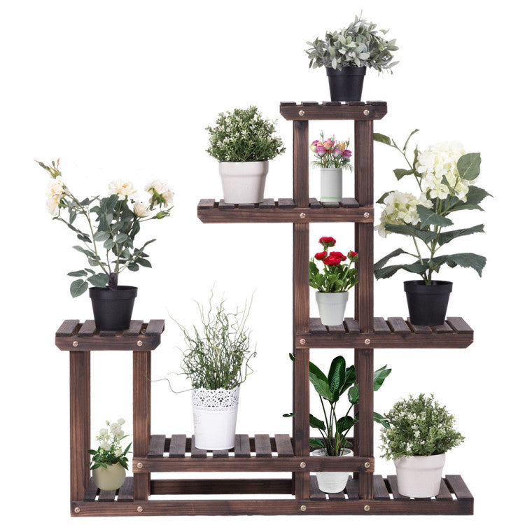 6-Tier Garden Wooden Plant Flower Stand Shelf