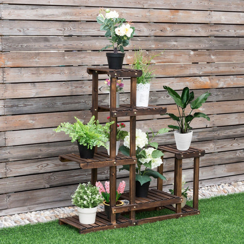 6-Tier Garden Wooden Plant Flower Stand Shelf