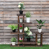 6-Tier Garden Wooden Plant Flower Stand Shelf