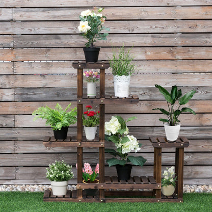 6-Tier Garden Wooden Plant Flower Stand Shelf