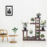 6-Tier Garden Wooden Plant Flower Stand Shelf