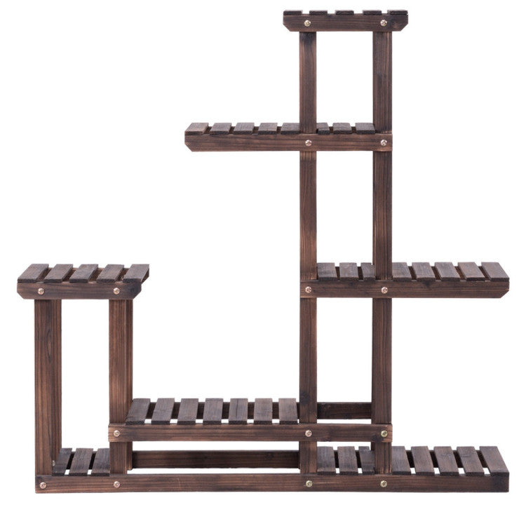 6-Tier Garden Wooden Plant Flower Stand Shelf