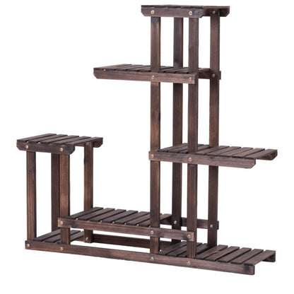 6-Tier Garden Wooden Plant Flower Stand Shelf