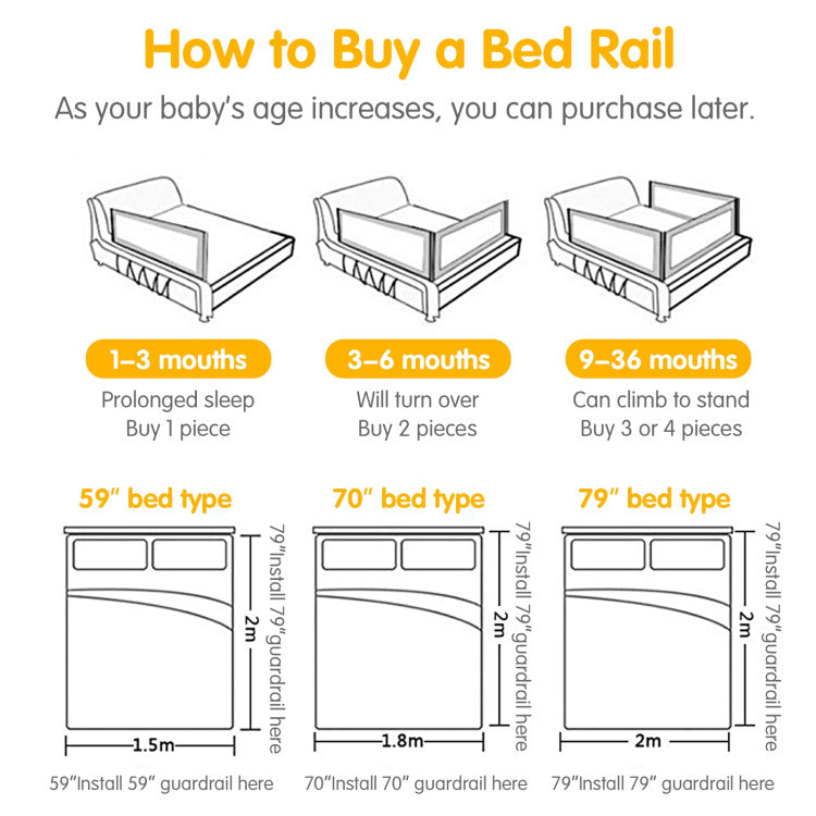 Bed Rail Guard for Toddlers Kid with Adjustable Height and Safety Lock