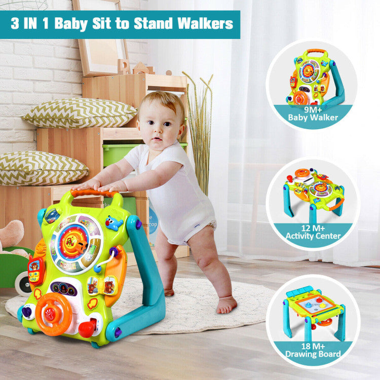 3-in-1 Kids Activity Sit-to-Stand Musical Learning Walker
