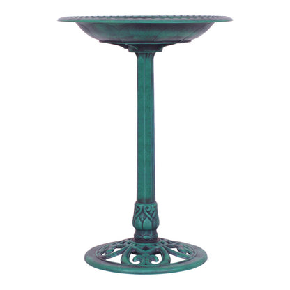 Outdoor Garden Green Pedestal Bird Bath Feeder