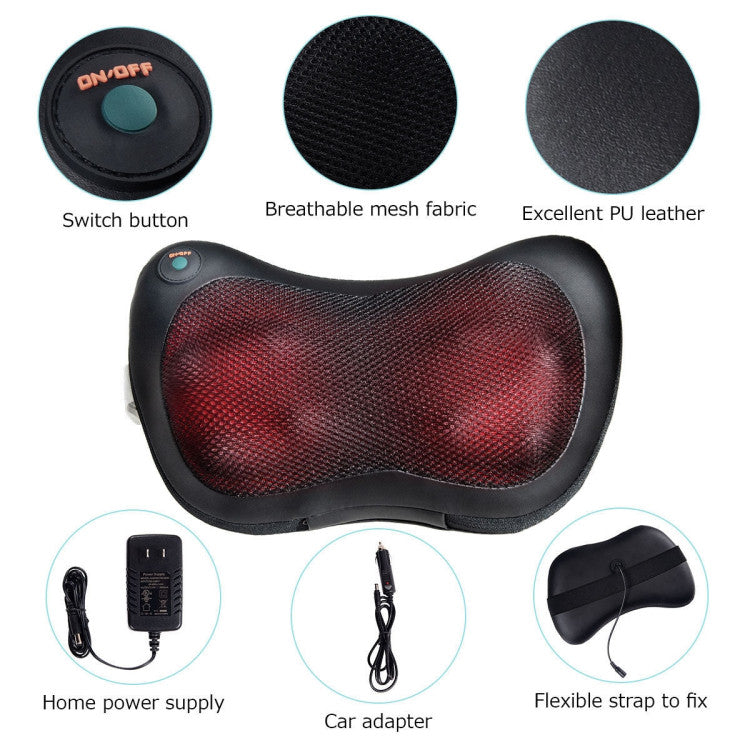 Shiatsu Pillow Massager with Heat Deep Kneading for Shoulder, Neck and Back