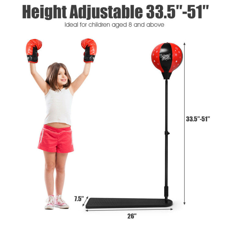 Kids Adjustable Stand Punching Bag Toy Set with Boxing Glove