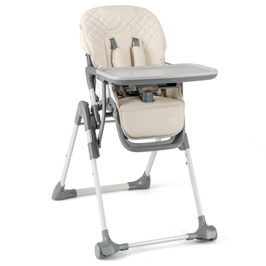 Foldable High Chair with Footrest and Detachable Tray