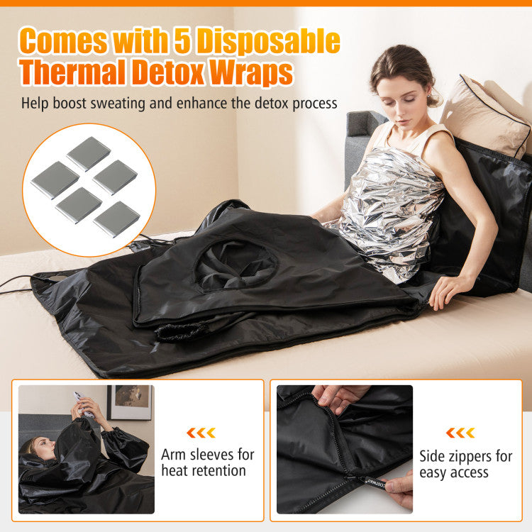 Infrared Sauna Blanket for Home Use with Arm Sleeves Wraps and Carry Bag