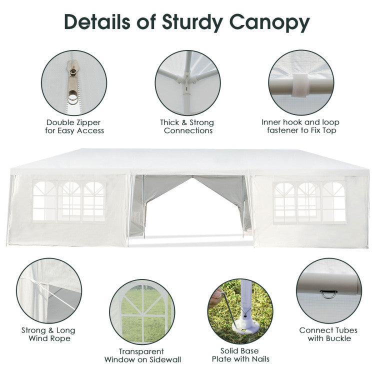 10 x 30 Feet Outdoor Canopy Tent with 6 Removable Sidewalls and 2 Doorways