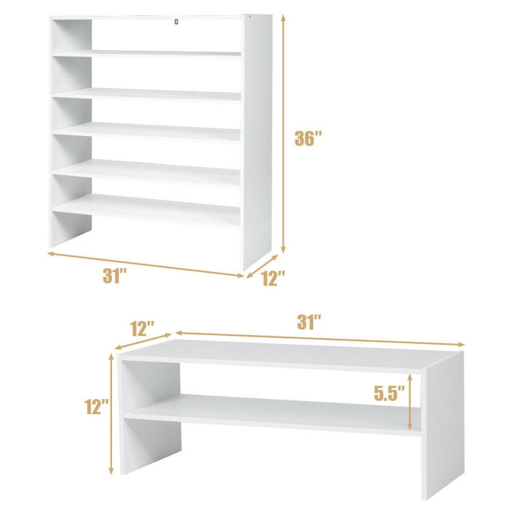 3-in-1 Wood Shoe Rack Ideal for Entryway and Hallway