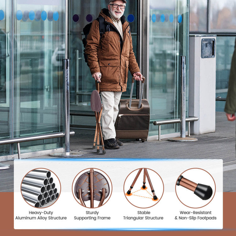 Adjustable Lightweight Folding Cane Seat with Light