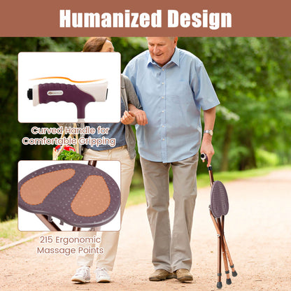 Adjustable Lightweight Folding Cane Seat with Light