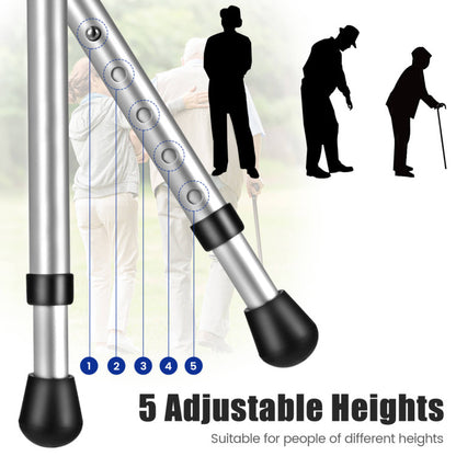 Adjustable Lightweight Folding Cane Seat with Light