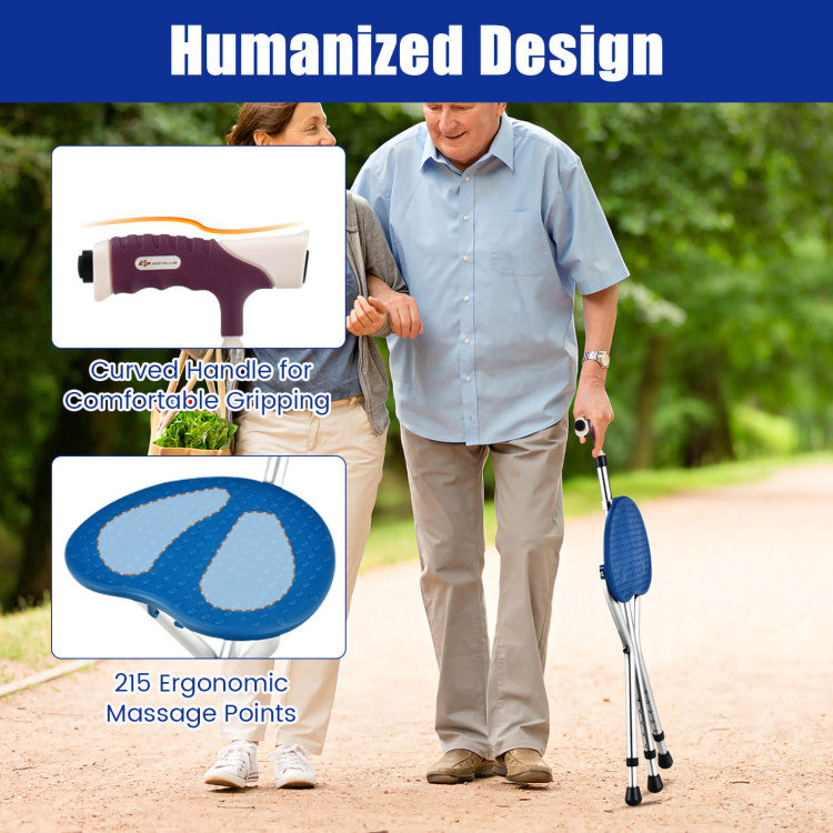 Adjustable Lightweight Folding Cane Seat with Light