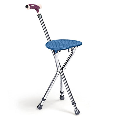 Adjustable Lightweight Folding Cane Seat with Light