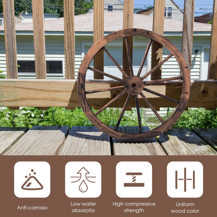 Set of 2 30-inch Decorative Vintage Wood Wagon Wheel
