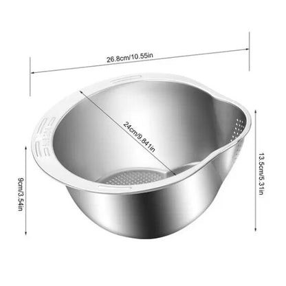 Stainless Steel Rice Washer Strainer Bowl