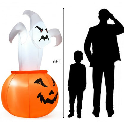 6 FT Halloween Blow-Up Inflatable Ghost in Pumpkin with LED Light