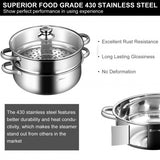 9.5 QT 2 Tier Stainless Steel Steamer Cookware Boiler